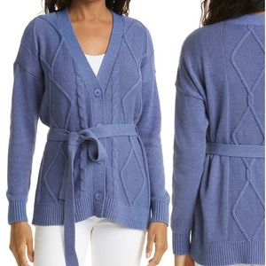L’Agence Mica Belted Cable Knit Cardigan Sweater S